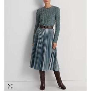 Ralph Lauren Pleated Metallic Blue Chiffon Skirt